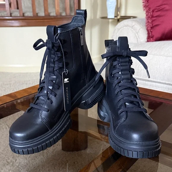Sorel ONA AVE Women’s Black Waterproof Leather Platform Combat Boot Size 9 - Picture 6 of 17